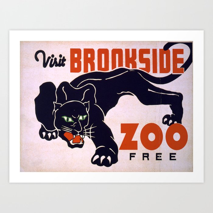 Vintage poster -Visit Brookside Zoo Free Art Print