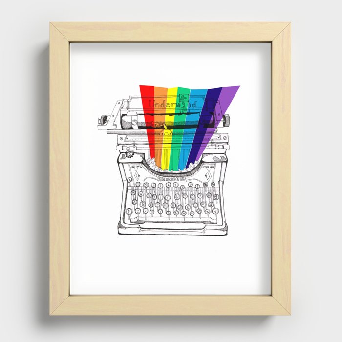 underwood typewriter with a sliver of rainbow Recessed Framed Print