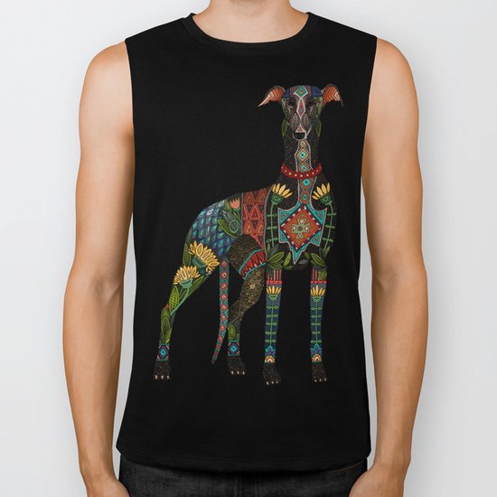 greyhound white Biker Tank