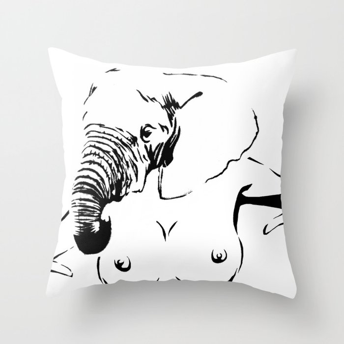 Designart Giant Turtle Carrying Elephants Abstract Throw Pillow - 12 x 20 - White