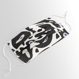 Minimal African Art Black and White Pattern Abstract  Face Mask