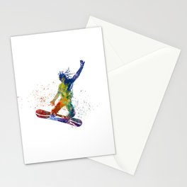 Snowboarding in watercolor Stationery Card