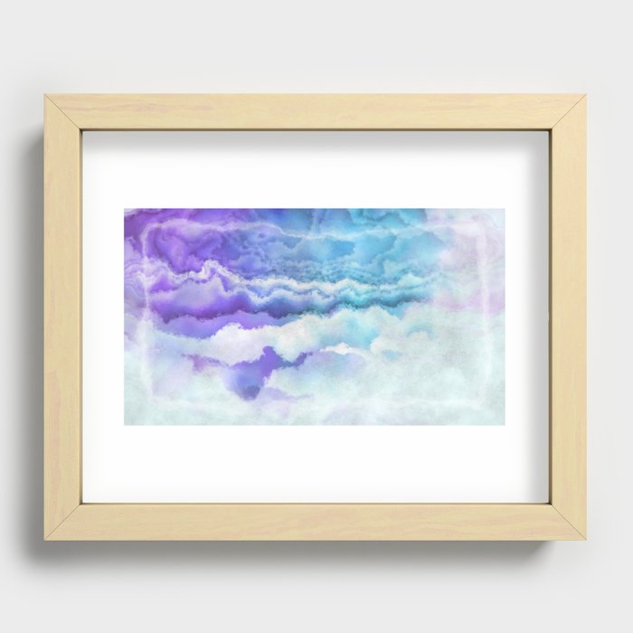Abstract watercolor framed violet blue clouds Recessed Framed Print