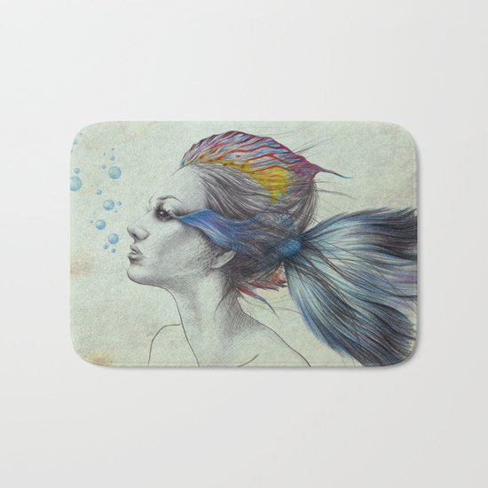 When I was a fish | textured Bath Mat