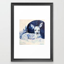 Snow Deer Framed Art Print