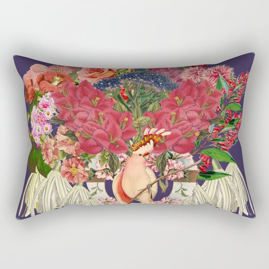 Floral and Parrot Rectangular Pillow