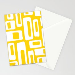 Retro Mid Century Modern Abstract Pattern 335 Yellow Stationery Card