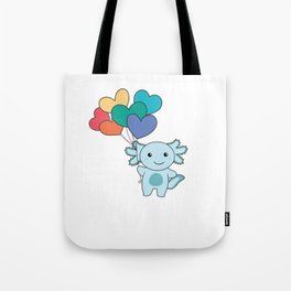 Rainbow Hearts Pride Lgbtq Balloons Axolotl Tote Bag