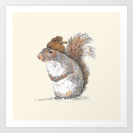 Squirrel with an Acorn Hat Art Print