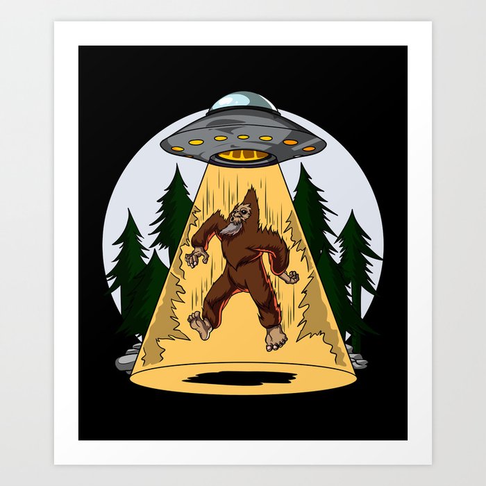 Alien Abduction Bigfoot UFO Art Print