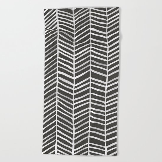 Herringbone – Black & White Beach Towel
