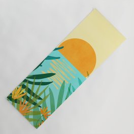 Tropical Ocean View Landscape Illustration Yoga Mat