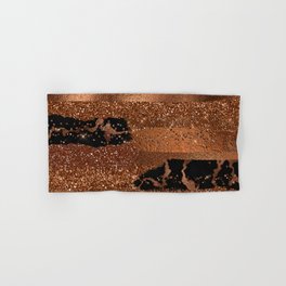 Girly Copper Coffee Glamour Glitter Metal Stripes   Hand & Bath Towel
