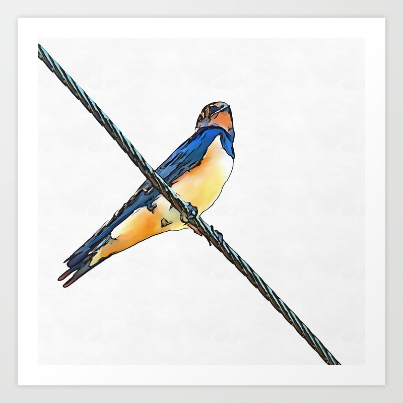 Swallow Bird On A Wire Art Print By Taiche Society6