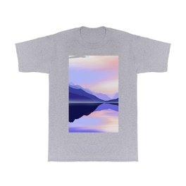 Lake Relections - Periwinkle T Shirt | Sunrise, Pantone, Lake, Periwinkle, Contemporary, Painting, Blue, Nature, Very Peri, Purple 