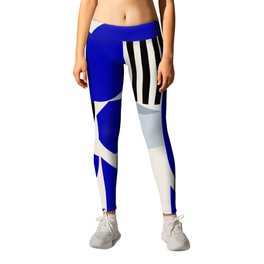 Geometrical shapes and stripes in blue Leggings | Contemporary, Pattern, Modern, Graphicdesign, Geometric, Geometrical, Geometry, Geometricaldesign, Black, Pop Art 