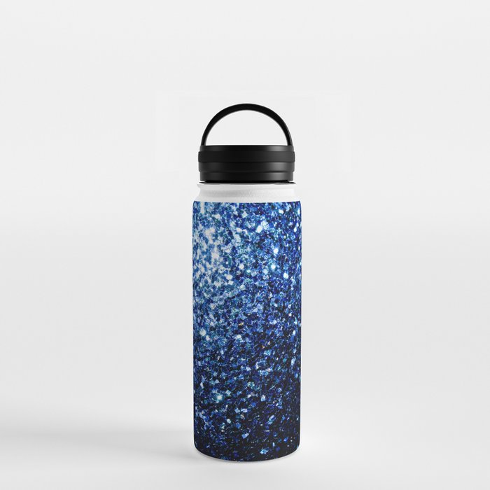 Dark Blue deep shiny faux glitter sparkles Water Bottle