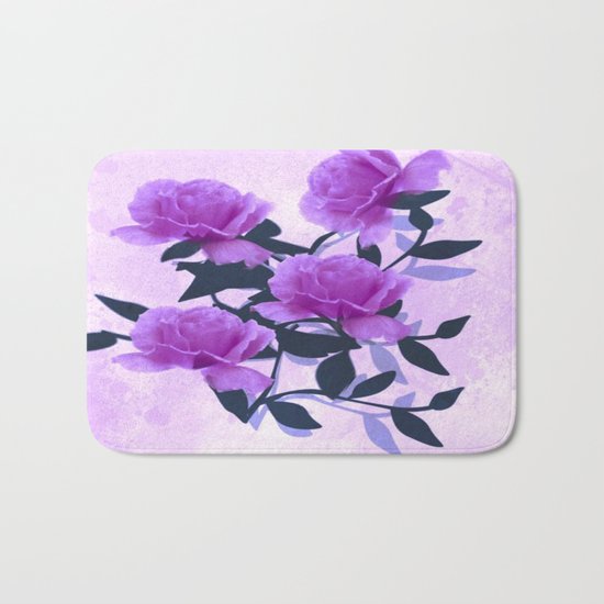 Lavender Floral Love Abstract Bath Mat