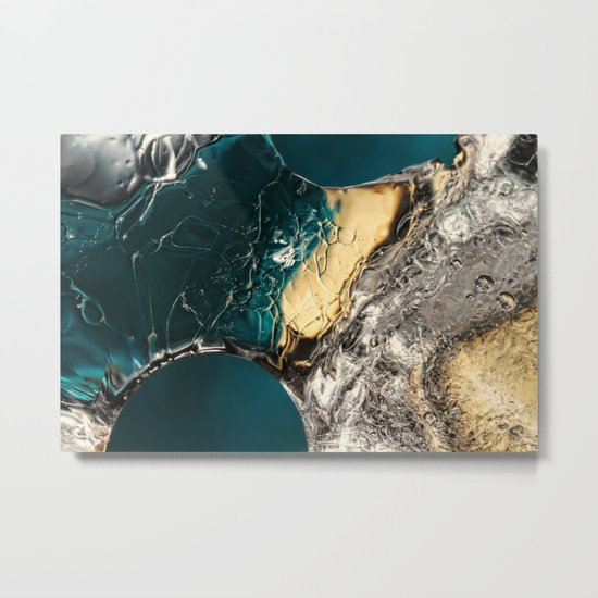 Ice Blue & Gold Metal Print