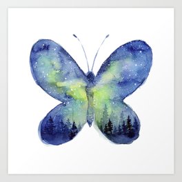 Space Butterfly - Blue Green Art Print