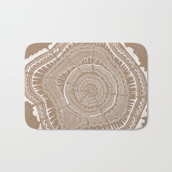 Tree Rings – White Ink on Kraft Bath Mat