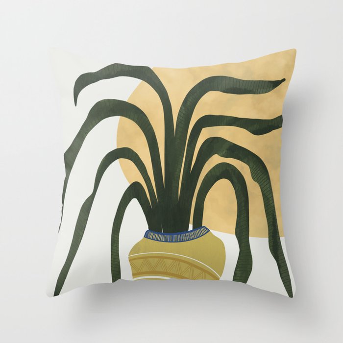 Fun abstract Mid Century Snake plant  Throw Pillow