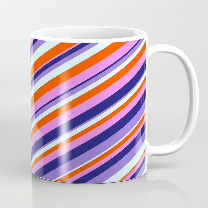 Colorful Red, Violet, Midnight Blue, Purple, and Light Cyan Colored Lined Pattern Coffee Mug