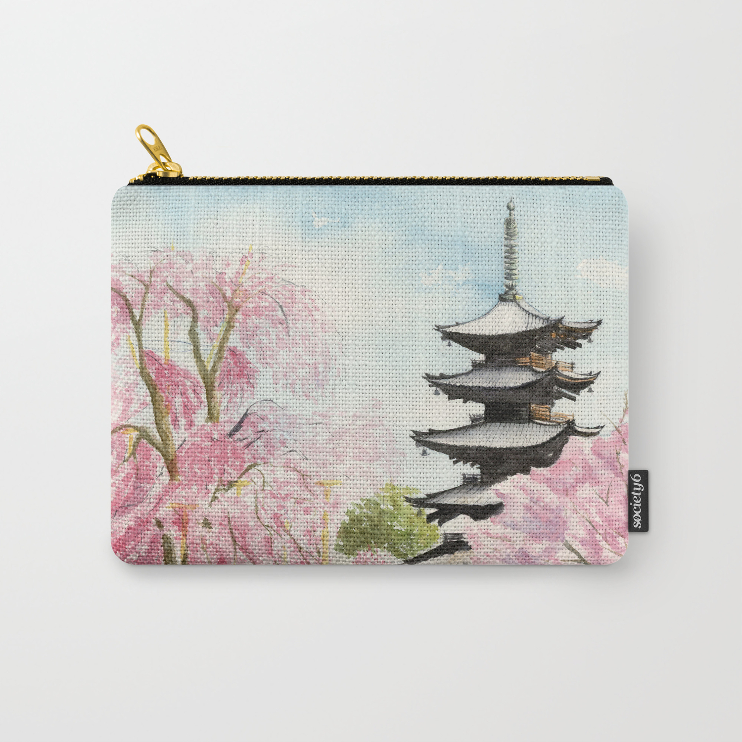 Japanese Temple Watercolor Painting Print By Suisai Genki To Ji