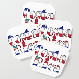 Costa Rica Font with Costa Rican Flag Coaster