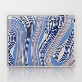 Blue and coral wavy stripe Laptop Skin