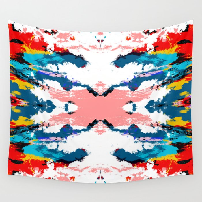 Abstract Colorful Retro Art Pattern - Hissa Wall Tapestry