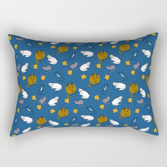 Mouse and Cat and Cheese Rectangular Pillow