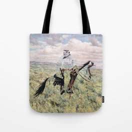 The Unknown Rider in Death Rides The Pecos Tote Bag