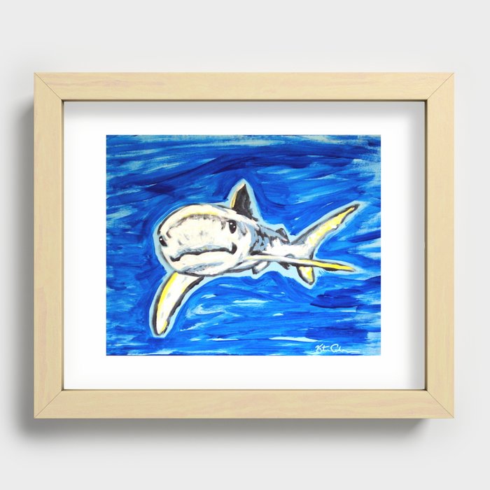 sharks are friends Recessed Framed Print