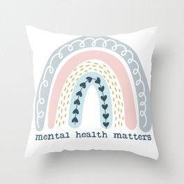 Mental Heath Matters Rainbow Throw Pillow