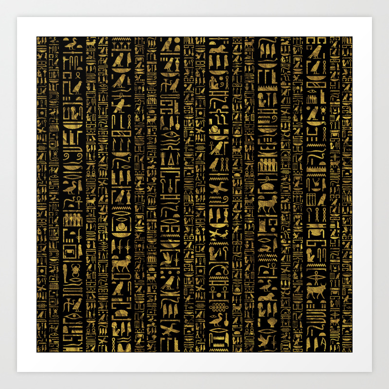 Black Egyptian Obelisk Gold Hieroglyphs Collectible Figurine 