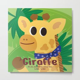 Like per Like Hi, baby giraffe art print Metal Print