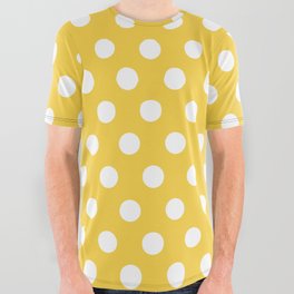 White Polka Dots on Yellow All Over Graphic Tee