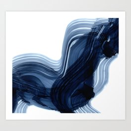 Abstract Blue Grey Minimal Brushstrokes Art Print