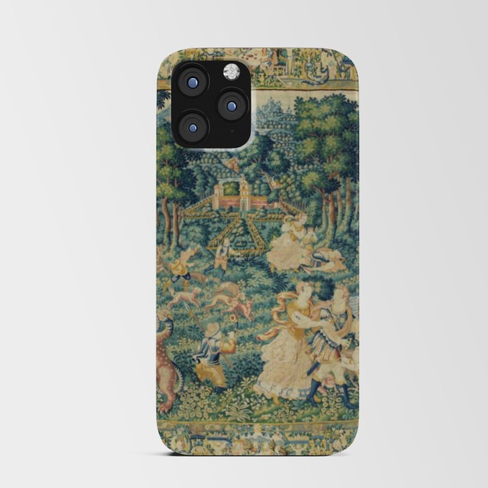 Antique 17th Century Flemish Verdure Landscape Tapestry iPhone Card Case