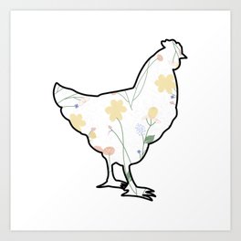 Floral Chicken Art Print