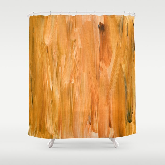 Burnt Orange Brush Strokes Shower Curtain