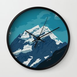Aoraki Mount Cook glacier summit in summer Wall Clock