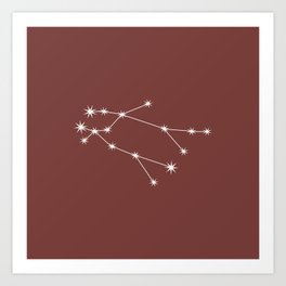 GEMINI Brick Red – Zodiac Astrology Star Constellation Art Print