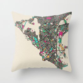 Colorful City Maps: Dakar, Senegal Throw Pillow