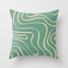 Groovy Abstract Lines - Grey Teal Throw Pillow