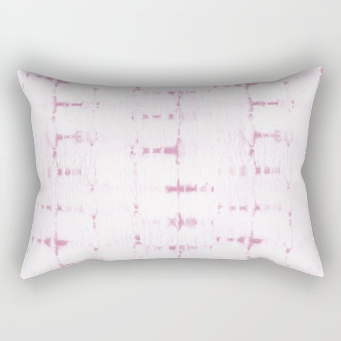 Soft texture of Shibori squares - peony pink and white Rectangular Pillow
