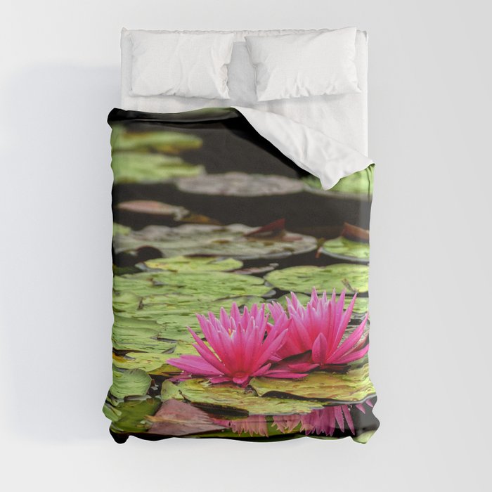 Lilies on Lake hope Duvet Cover