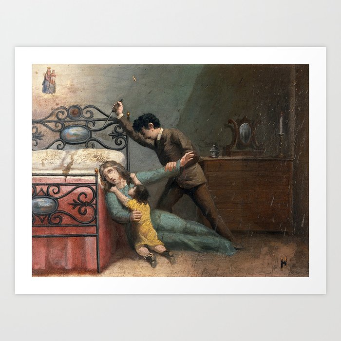 A Man Stabbing A Woman With A Stiletto Oil Painting 18 Art