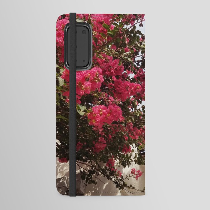 Pink Crepe Myrtle Tree | Pink Flowers In Full Bloom Next To A Shotgun House In New Orleans Android Wallet Case